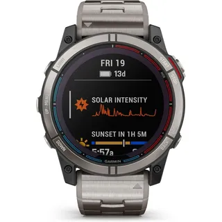Garmin Quatix 7X Solar BT 51 mm Titaniumgehäuse schwarz Titanarmband silber One Size