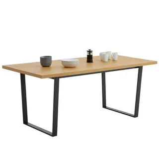 CARO-Möbel Esstisch VIDAGO 90x180 cm mit Gestell aus Metall und Tischfläche in Wildeiche Holzwerkstoff, Vintage, 180x76x90 Esszimmer, Tische, Esstische