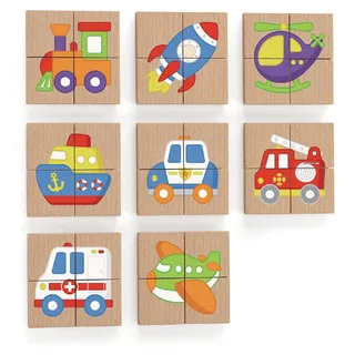 Viga Montessori-Holzpuzzle – magnetisches Lernpuzzle mit Fahrzeugen