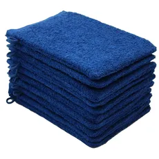 NatureMark 10er Pack Frottee Waschhandschuhe, Waschlappen, 100% Baumwolle, Royal blau, 15x21cm