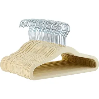 Amazon Basics Kinder-Kleiderbügel Samt Beige 50 St.