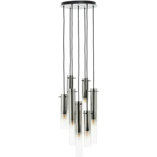 Brilliant Glasini 7-flg. Ø 32 cm zylinderförmig schwarz matt Rauchglas