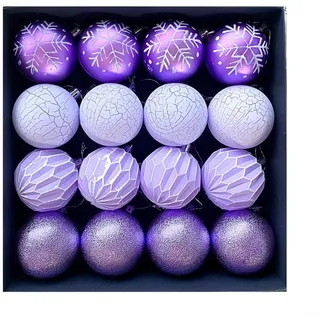 Hasaller 16 Stück Weihnachtskugeln Weihnachtskugeln Ornamente für Weihnachtsbaumschmuck bruchsicher Weihnachtskugel-Dekorationsset hängende Kugeln Anhänger für Weihnachtsbaum (lila)