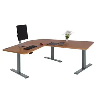 Mendler Eckschreibtisch HWC-D40 Braun / Grau