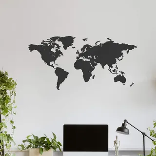 Creative Use of Technology Wanddeko: detaillierte lasergeschnittene Weltkarte aus Holz, schönes Deko für Ihren Wohnzimmer | Projektion: Mercator | Holzart: Schwarz MDF | Abmessung: L = 135 x 65 cm |
