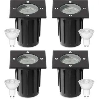 Goodia Bodenstrahler Außen Schwenkbar (Wechselbar) 3W IP67 Bodeneinbaustrahler Aussen, Led einbaustrahler 230v, Einbaustrahler Gu10 Mattierten Ersatzlinsen Bis zu 1000 kg Belastbar Warmweiß 230V