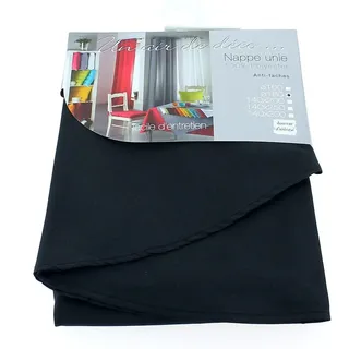 Douceur d'Intérieur - 1720381, Tischdecke Runde, 180 cm, Essentiel, Polyester Unifarben, Schwarz