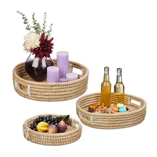 Relaxdays Relaxdays, Tablett, 3x Serviertablett