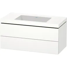 Duravit L-Cube Möbelwaschtisch c-bonded mit Unterbau wandhängend, 100x48 cm, 2 Schubkästen, ohne Überlauf, ohne Hahnloch, Farbe: Terra Matt