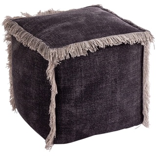 kreatives Wohnen Sitzpouf 40x40x40 cm Sitzwürfel Sitzpuff Bodenkissen Fußhocker Stonewashed-Optik schwarz - Graphit Sitzhocker