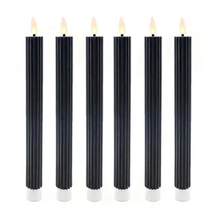 Relaxdays LED Stabkerzen 6 St. schwarz