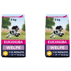 Eukanuba Welpenfutter mit frischem Huhn für mittelgroße Rassen, Premium Trockenfutter für Junior Hunde, 3 kg (Packung mit 2)