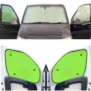 Fensterrollo-Set Kombatibel Mit Mercedes Sprinter (2006-2019)(Komplettset MWB + Scheunentore + ohne hintere Seitenteile) Rückseite einfärben Fluoreszierendes Gelb, Reversibel und Thermisch