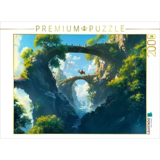 CALVENDO Puzzle Brücken in allen Ebenen - Anime Landschaft | 2000 Teile Lege-Größe 90x67cm Foto-Puzzle für glückliche Stunden