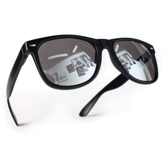 Miobo Retro Sonnenbrille, verspiegelt, Nerd-Design, Unisex, Club-Stil, UV400, XS, Schwarz Silber