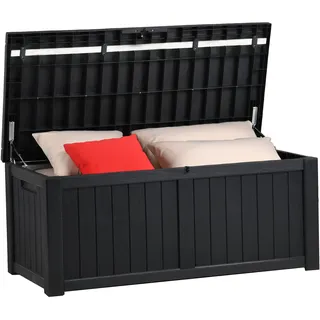 YITAHOME 460 Liter Groß Gartenbox Wasserdicht, Abschließbarem Outdoor Kissenbox, Garten Auflagenbox Wetterfest Garten Aufbewahrungsbox für Gartengeräten Poolzubehör Spielzeug, Schwarz