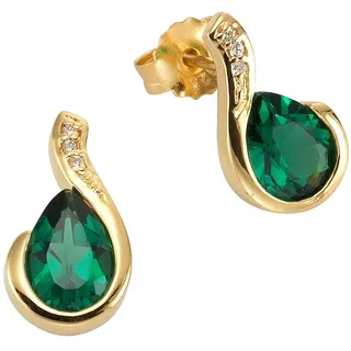 Paar Ohrstecker FIRETTI "Schmuck Geschenk Silber 925 Ohrschmuck", gold (gelbgoldfarben, grün, grün, weiß), Ohrringe, Damen, Silber 925 (Sterlingsilber), Paar Ohrstecker, mit Glasstein, Zirkonia (synth.)