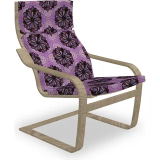 ABAKUHAUS lila Mandala Poäng Sessel Polster, Vintage Boho, Sitzkissen mit Stuhlkissen mit Hakenschlaufe und Reißverschluss, Schwarz Redwood Violet - Lila