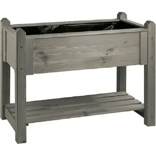 Hochbeet Premium mit Rollen aus Kiefernholz, Vintage-Grau - Grau