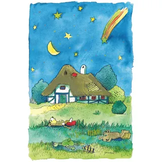 LuckyLinde Wanddekoobjekt »Der kleine Tiger und der kleine Bär bei Nacht« Exklusive JANOSCH Kindermotive, Stahlschild, bunt