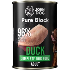 JOHN DOG Pure Black - 96% Fleisch - Premium Nassfutter für Hunde - Hypoallergenes Hundefutter - Glutenfrei Nassfutter - 100% Natürliche Zutaten - Hunde Leckerlis - 6 x 400g - (Ente)