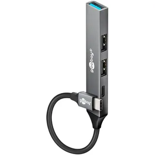 goobay USB-Hub, Slim 4-fach grau