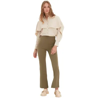 Trendyol, offener Khaki Petite-hohe, bestimmte Hose, leichte Khaki, 36