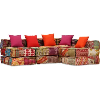 4-Sitzer Modularer Pouf Patchwork Stoff