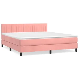 vidaXL Boxspringbett mit Matratze Rosa 160x200 cm Samt - Rosa