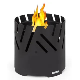 Blumfeldt Feuerschale mit Grillrost, Outdoor Stahl-Feuerschale Groß für Balkon & Camping, Mobile Feuerschale, Feuerschalen mit Standbasis, Wetterfeste Feuerschale für den Garten, Runde Feuerstelle