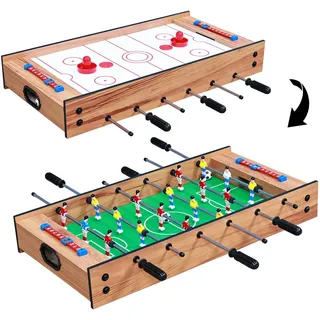 2 in 1 Multi-Spieltisch Mini-Fußballtisch mit Rutsche Hockey Kickertisch Spieltisch für Familie Eltern-Kind Interaktiver Kinder