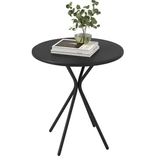 Outsunny Gartentisch Ø60 x 70 cm, Wetterfest Balkontisch aus Stahl Esstisch - Schwarz