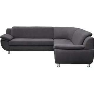 TRENDMANUFAKTUR Ecksofa »Rondo wahlweise mit Schlaffunktion, bequeme Armlehnen, Bestseller« L-Form, wahlw.mit Federkern, Füße chromfarben, Unser Dauertiefpreis, grau