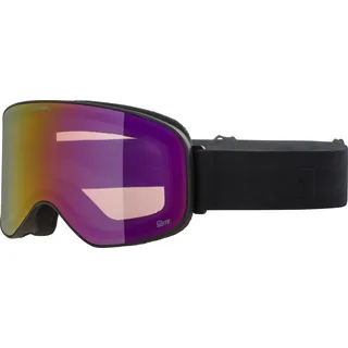 Alpina Slope Q-Lite - Stylische Skibrille für Damen und Herren, Anti-Fog, effektive Luftzirkulation, Verspiegelte Scheibe, black matt/red