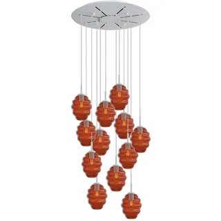 s.luce Galerieleuchte Echos 12-flammig Braun Ø 18cm , Braun, Weiß , Glas , Oval , E27 , 18x20x18 cm , Lampen & Leuchten, Innenbeleuchtung, Hängeleuchten, Pendelleuchten