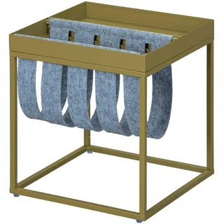 Inter Link - Couchtisch - Zeitungsständer - Funktionaler Tisch - martini olive - lackiertes Metall - mit Zeitungsständer - gekochte Wolle Club NY