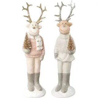 Creativ home Weihnachtsfigur "Hirsch" mit dezentem Glitzer-Finish, rosa