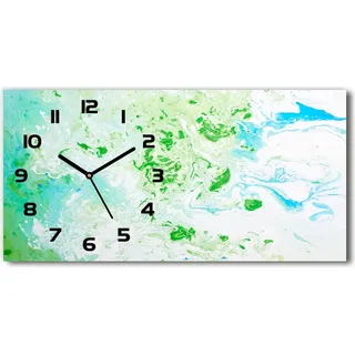 Wanduhr aus Glas – 60x30 cm - Glasbild - Glasuhr - Gehärtetes Glas - schwarze-zeiger - Abstrakter Hintergrund