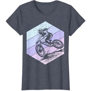 Mountainbike MTB Downhill Mädchen Damen T-Shirt, Damen, Blau Meliert, XS
