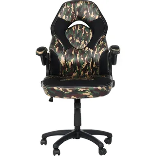 Bürostuhl HWC-K13, Drehstuhl Gamingstuhl, ergonomisch, verstellbare Armlehne, Kunstleder camouflage-schwarz - Bunt