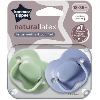 TOMMEE TIPPEE Cherry Latex Schnuller 18-36 Monate 2er Pack Schnuller mit 100% Naturlatexbeutel