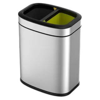 EKO - OLI-Cube Open Top Abfalleimer 10+10 Liter - Stainless steel Polypropylene - Matt Edelstahl - Silber