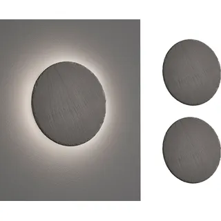 2er-Set LED Innen Wandleuchten, indirekte Beleuchtung aus Naturschiefer Ø 20cm - Schwarz