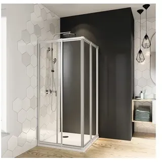 Eckeinstieg mit Schiebetür Breuer Fara4 2-teilig 900x800x1750 mm Echtglas Klar h