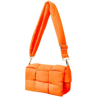 NAARIIAN Schultertaschen für Damen, leichte kleine Puffer-Geldbörsen, wasserdicht, handgewebte Puff-Tasche, Umhängetasche, Orange/Abendrot im Zickzackmuster (Sunset Chevron), Small