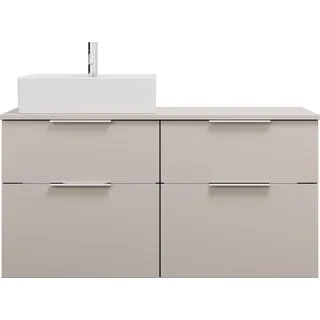 burgbad Eqio Keramik-Aufsatzwaschtisch quadratisch, links, inklusive Waschtischunterschrank mit 4 Schubladen, Breite 1200mm, SGUS120LF6583C0001G0146