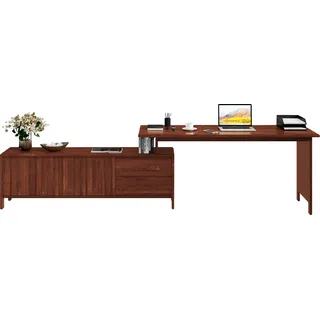 OTTO home Eckschreibtisch Luven Kiefer massiv / Braun