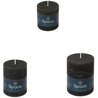 Spaas Rustikale Stumpenkerze, 70/70 mm, 25 Stunden und 70/95 mm, 35 Stunden und 80/110 mm, 65 Stunden, Schwarz