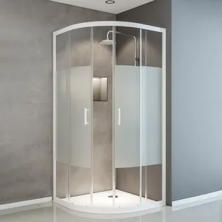Schulte ExpressPlus Runddusche mit Schiebetür rechts 90 x 190 cm weiß Klarglas, Echtglas D648360641500