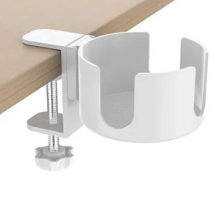 CAAGGMM Schreibtisch Becherhalter, 1 Stück Büro Becherhalters aus Aluminiumlegierungs, Einstellbar Schreibtisch Flaschenhalter, Getränkehalter, für Büros, Küchen(weiß)